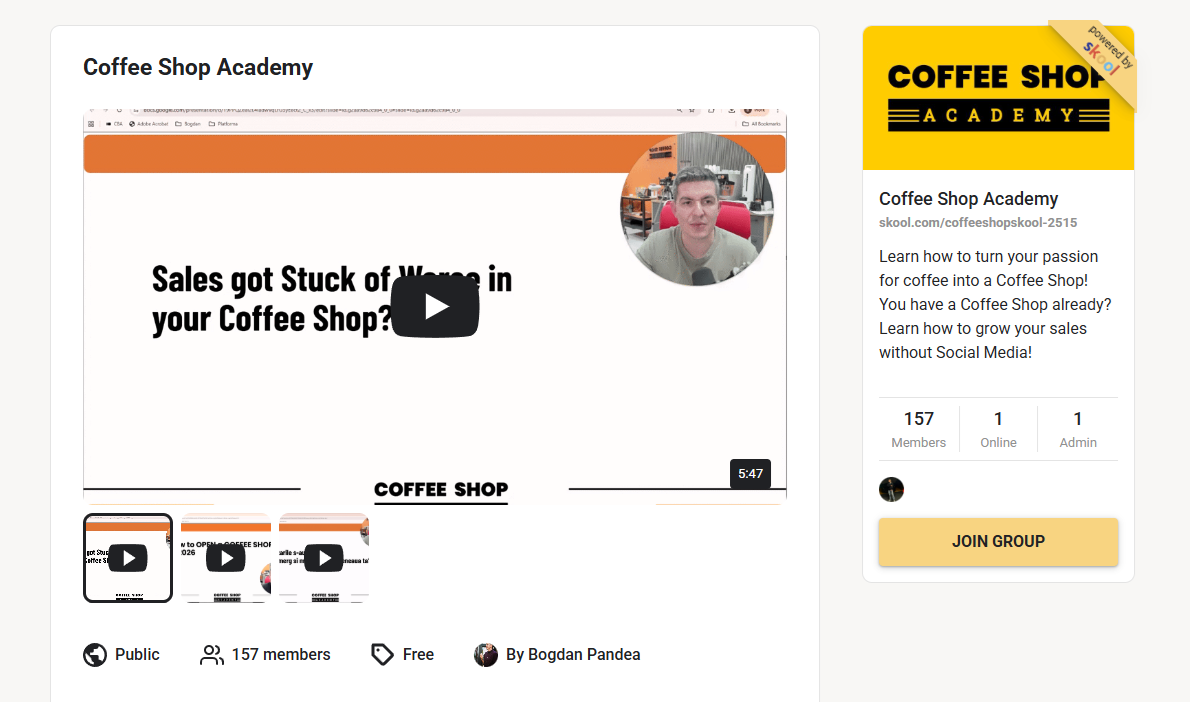 Comunitatea Coffee Shop Academy pe Skool